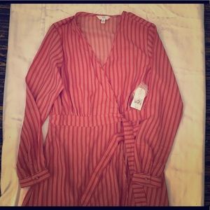 Peach slimming open front leg spring/summer dress